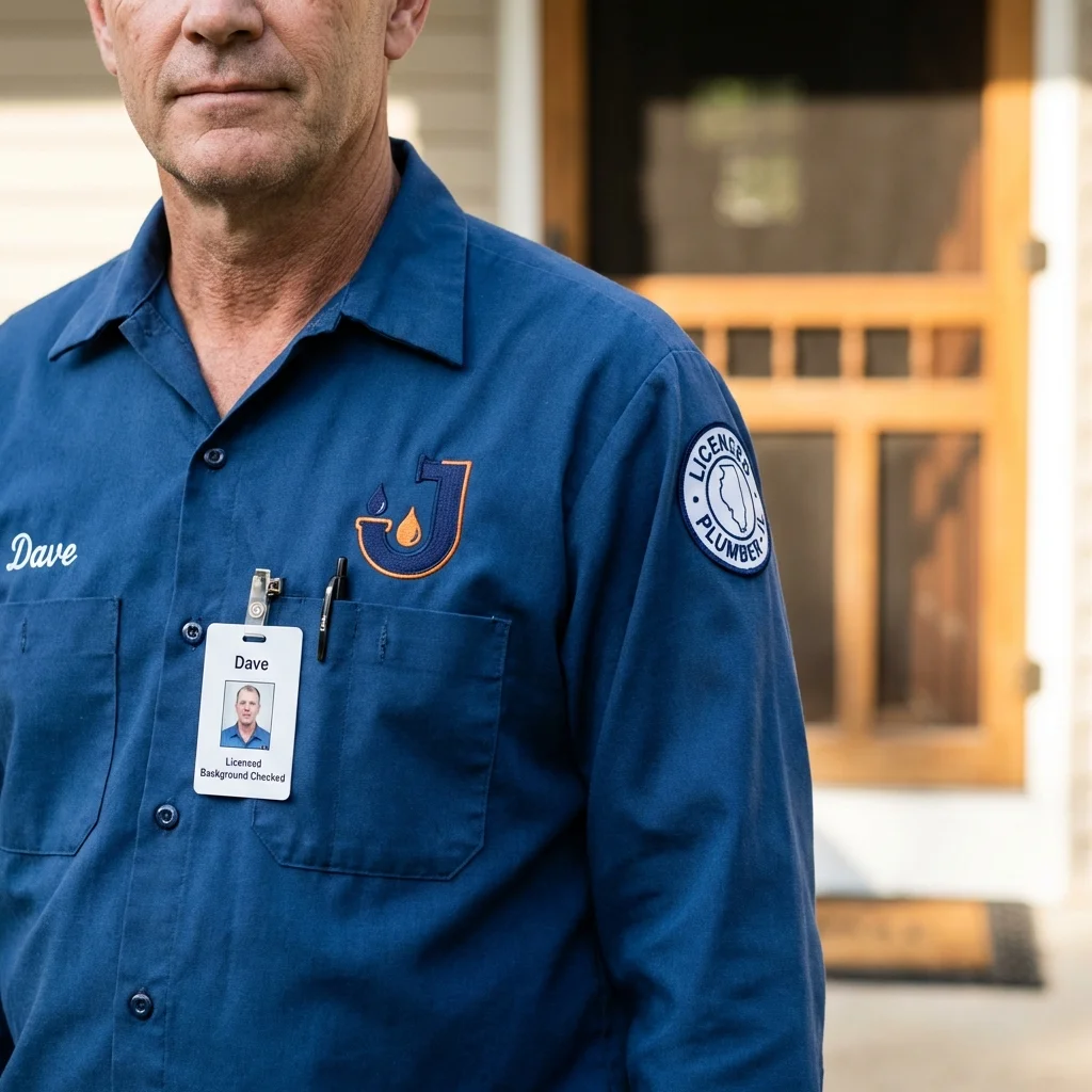 Licensed plumber showing ID badge in Kenmore, WA