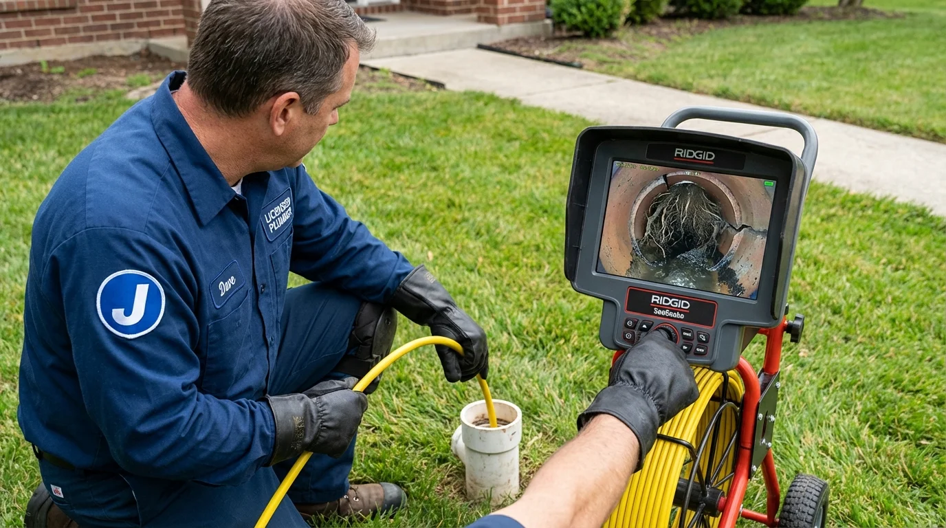 Sewer camera inspection being performed by Johns Plumbing LLC in Kenmore